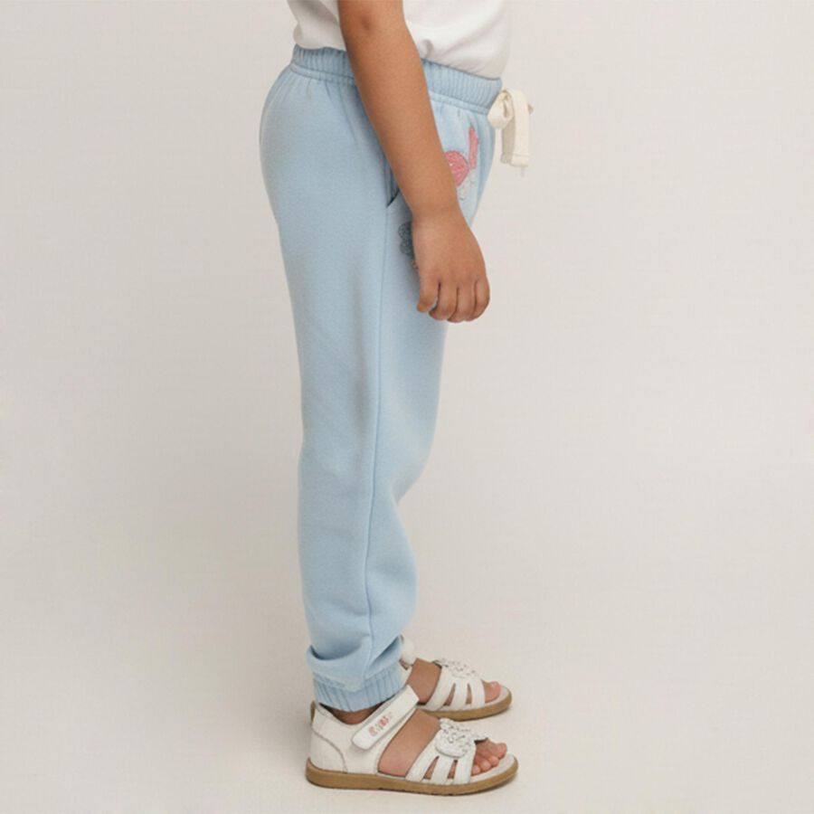 Girls' Light Sky Blue Butterfly Printed Elastic Waist Pyjama, हल्का नीला, large image number null