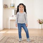 Girls Grey Long Sleeve Thermal, Melange Light Grey, small