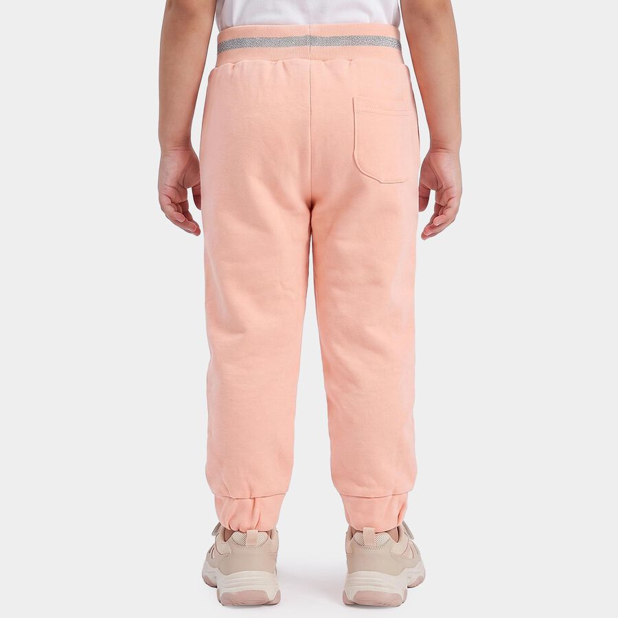 Girls' Peach Jogger Fit Bunny Applique Pyjama, पीच, large