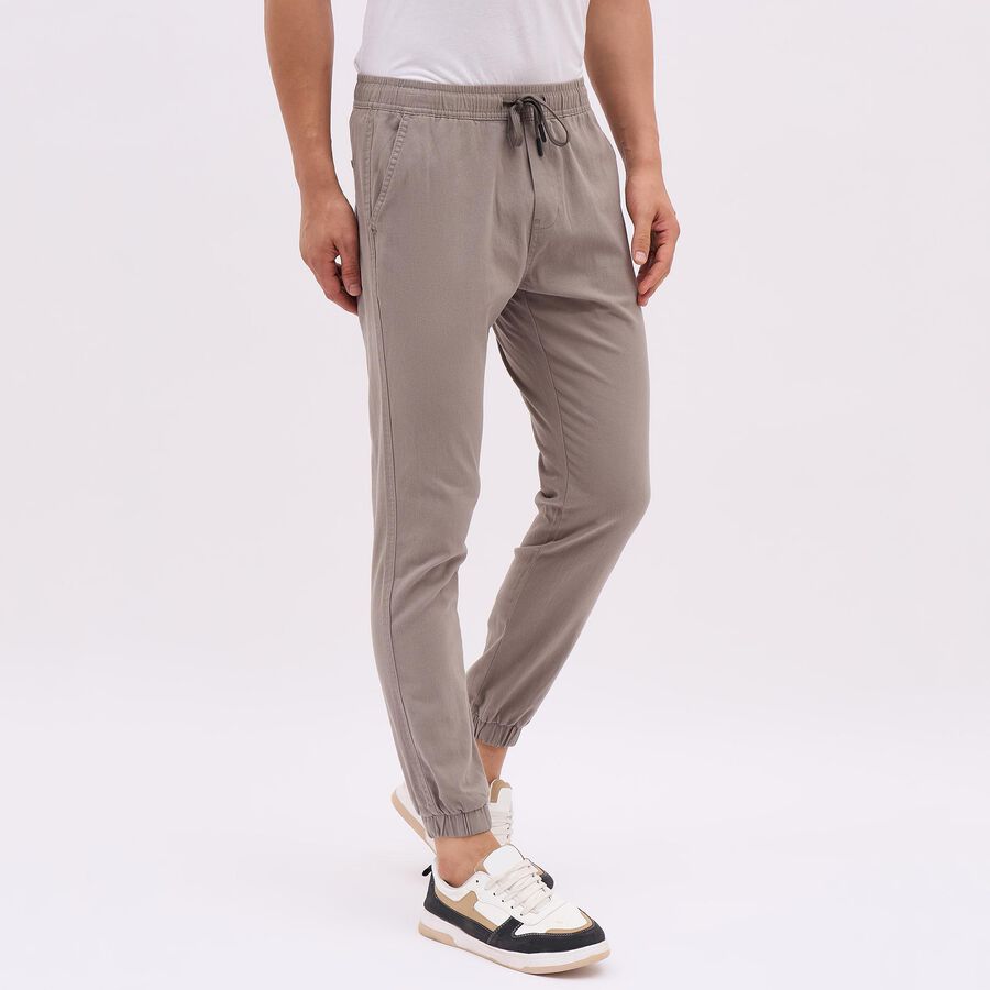 Men's Grey Slim Fit Jogger Trousers, Light Grey, large image number null