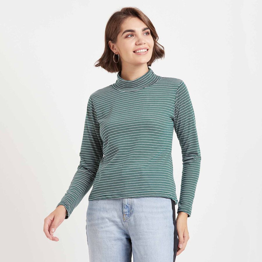 Stripes Top, Dark Green, large image number null