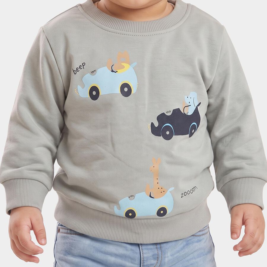 Infants' Light Blue Crew Neck Graphic Print Sweatshirt, Light Blue, large
