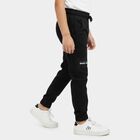 Boys' Black Jogger Fit Cargo Jeans, काला, small