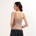 Women's Beige V-Neck Minimalist Slip, भूरा, small