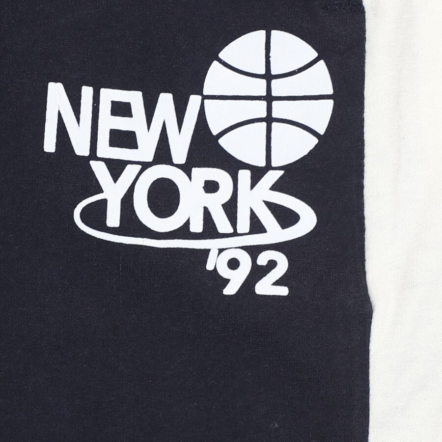 Boys' Dark Navy Blue Cotton Blend Graphic Pyjama, Navy Blue, large image number null