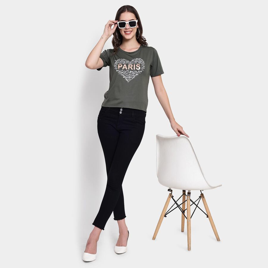 Ladies' Round Neck T-Shirt , Olive, large image number null