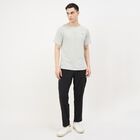 Men's Light Grey Round Neck Athleisure T-Shirt, Light Grey, small