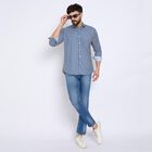 Men's 100% Cotton Casual Shirt , Navy Blue, small image number null