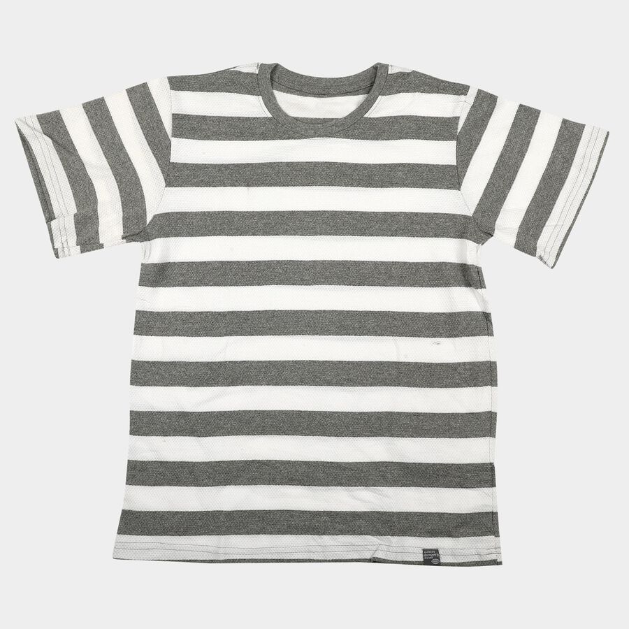Boys Grey Crew Neck Casual Boys T-Shirt, Light Grey, large