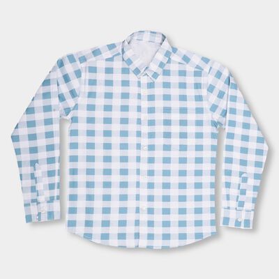 Boys Light Powder Blue Cotton Button-Down Casual Shirt