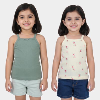 Girls Light Green Cotton Vest