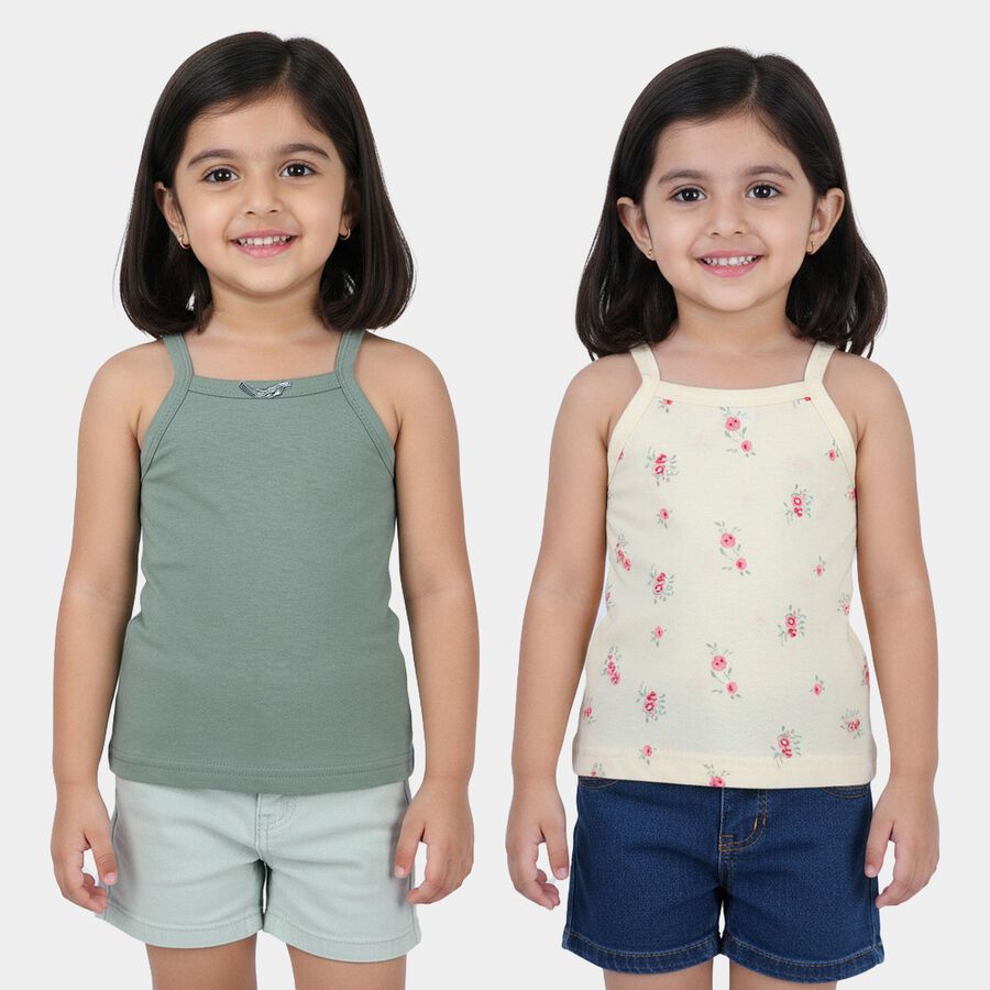 Girls Light Green Cotton Vest, हल्का हरा, large
