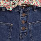 Girls' Deep Indigo Straight Fit Floral Belt Jeans, Mid Blue, small image number null