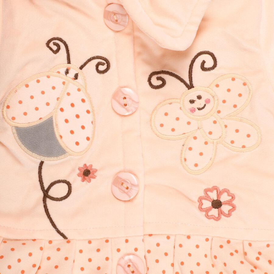 Infants Peach Collared Casual Style Jump Suit, Peach, large image number null