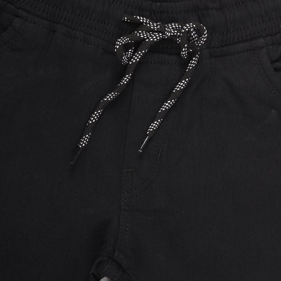 Boys Jet Black Regular Fit Elastic Waist Jeans, Black, large image number null