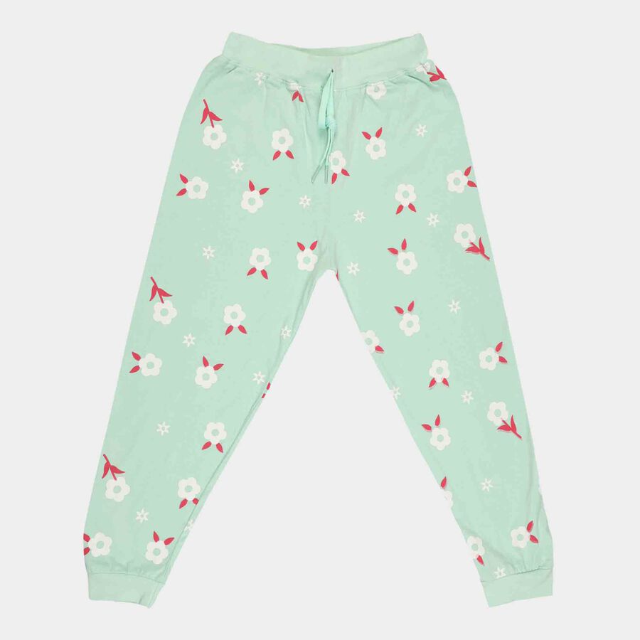 Girls Printed Pyjama, Light Green, large image number null