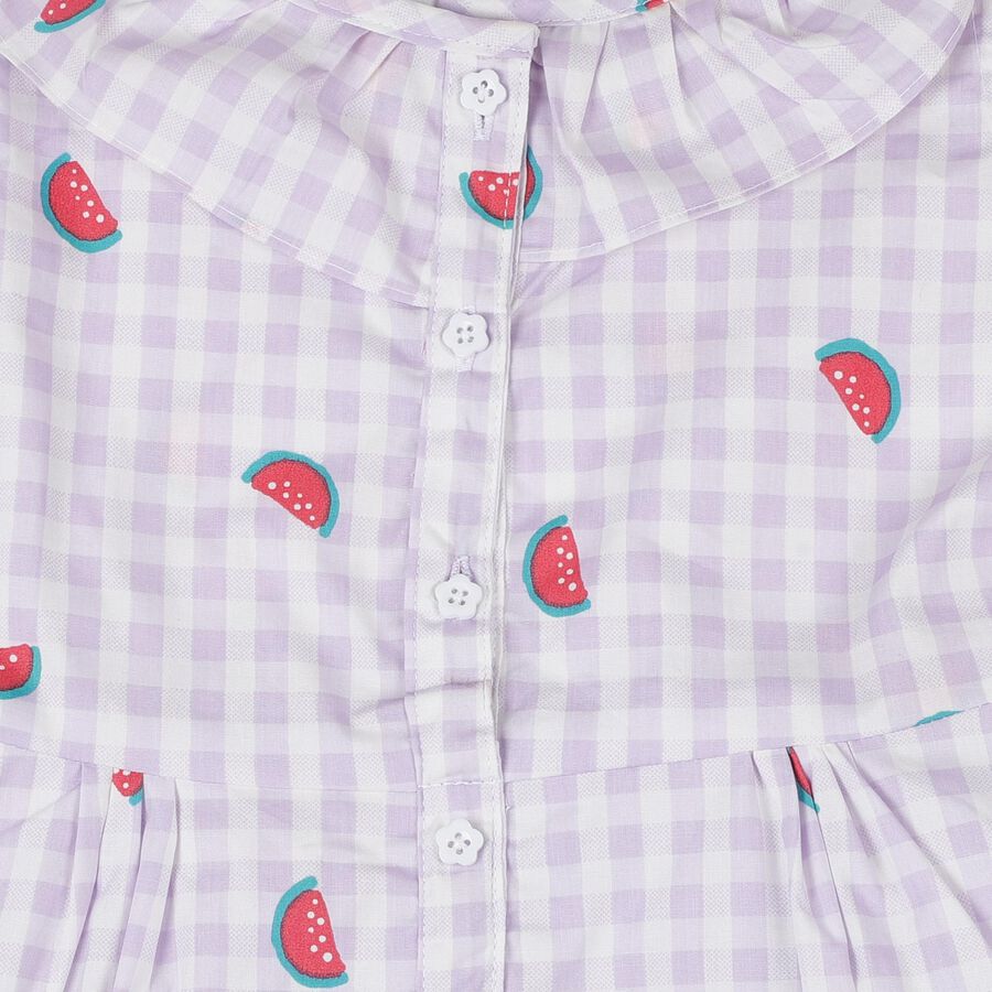 Girls' Lilac Cotton Blend Sleeveless A-Line Frock, Lilac, large