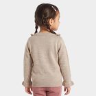 Girls Beige Crew Neck Long Sleeve Pullover, Beige, small