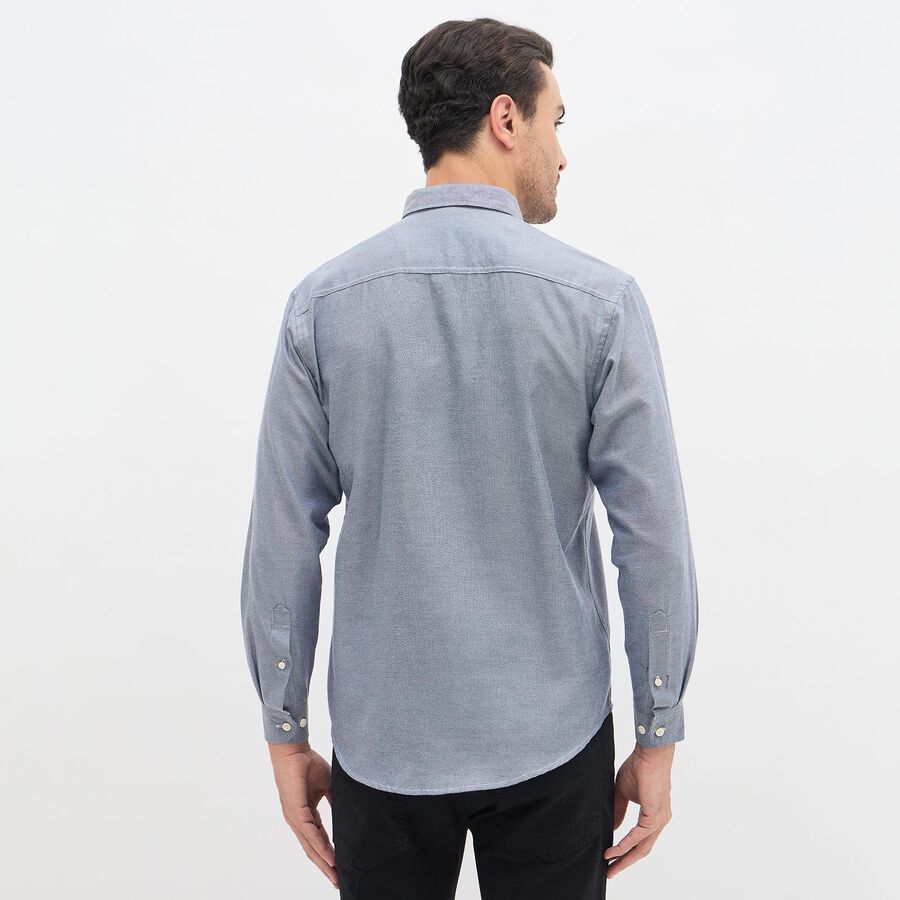 Men's Deep Midnight Navy Blue Spread Collar Casual Shirt, नेवी ब्लू, large image number null