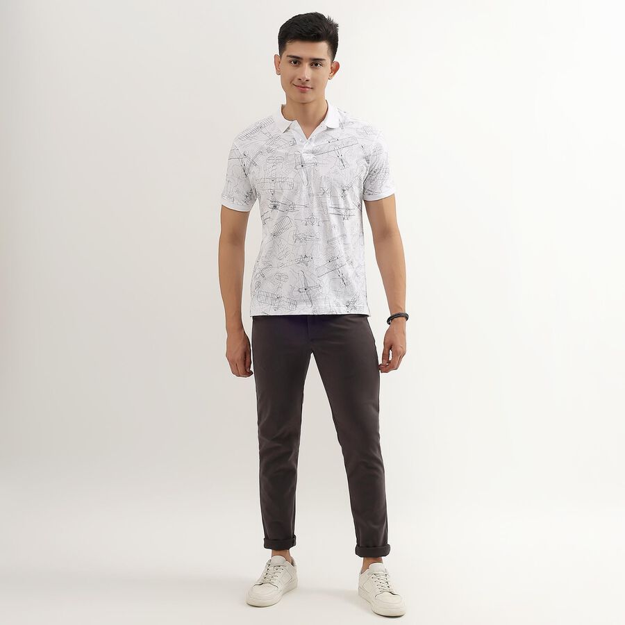 Men's Cross Pocket Slim Fit Casual Trousers , गहरा ग्रे, large image number null