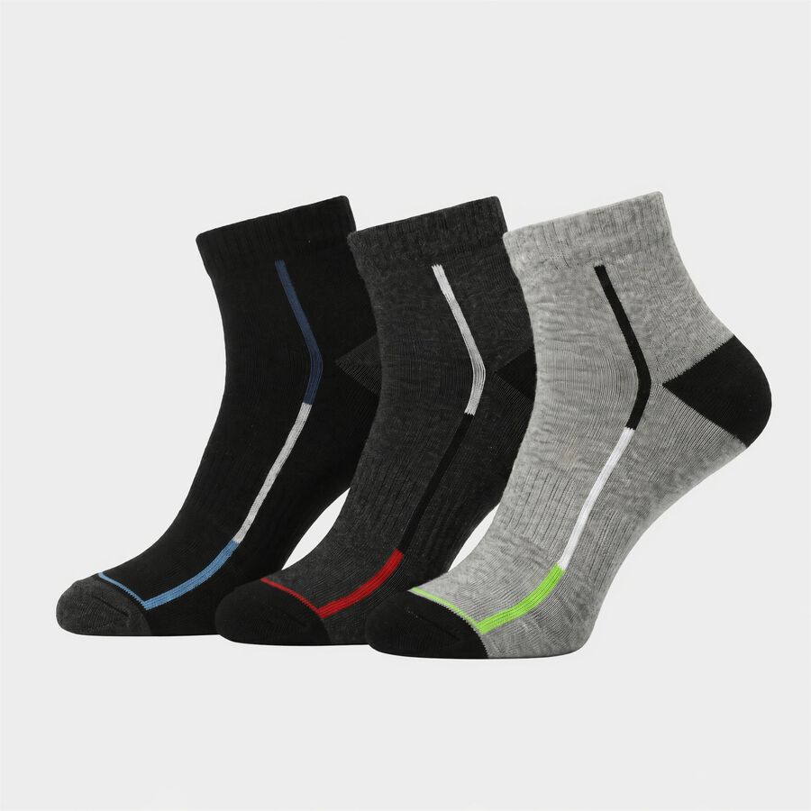 Men's Ankle Length Pack of 3 Socks ( Grey, Blue, Black ), मिश्रित हल्का ग्रे, large