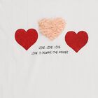 Girls White Cotton Round Neck Ruffle Sleeve Graphic T-Shirt, White, small image number null