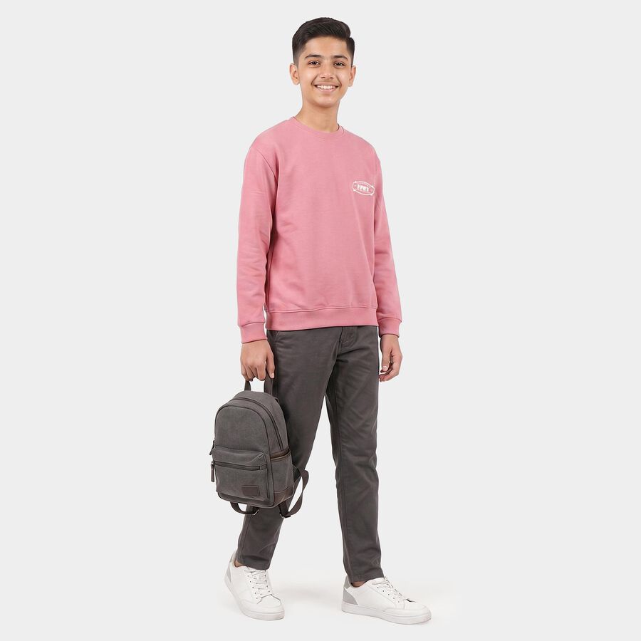 Boys' Pink Crew Neck Pullover Sweatshirt, गुलाबी, large