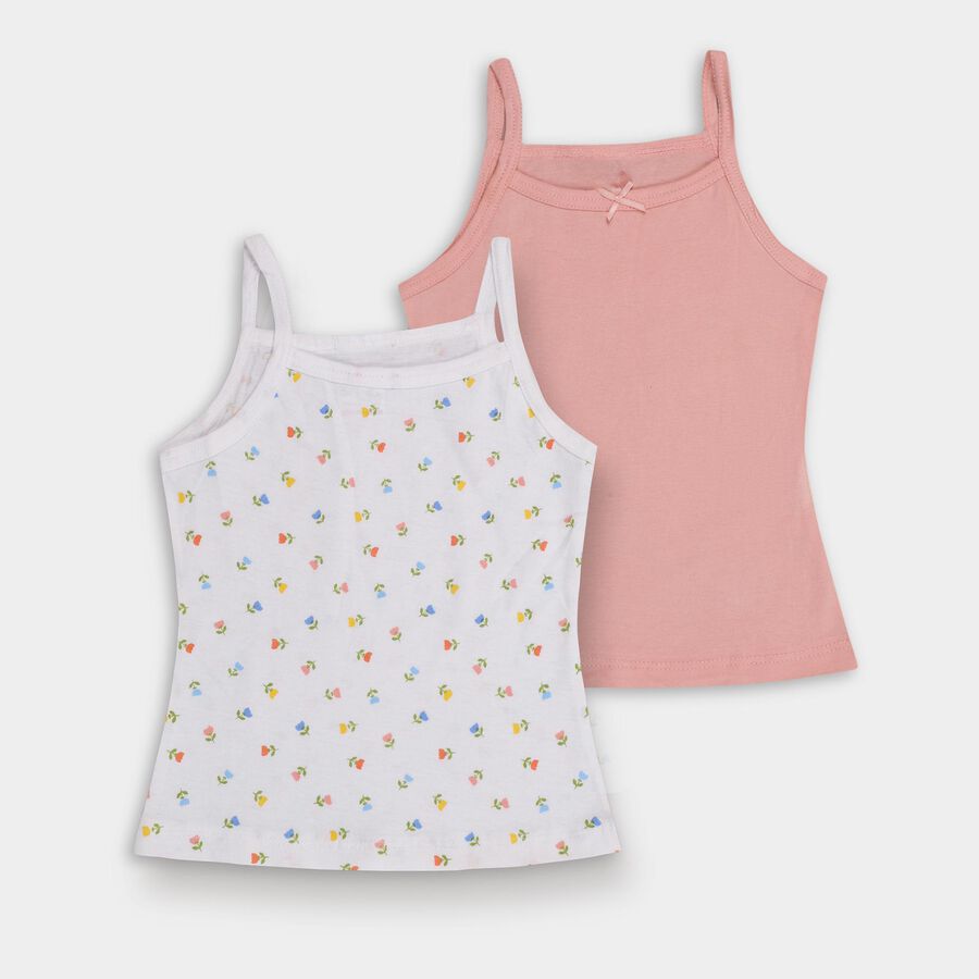 Girls' 100% Cotton Vest (Pack of 2), White, large image number null