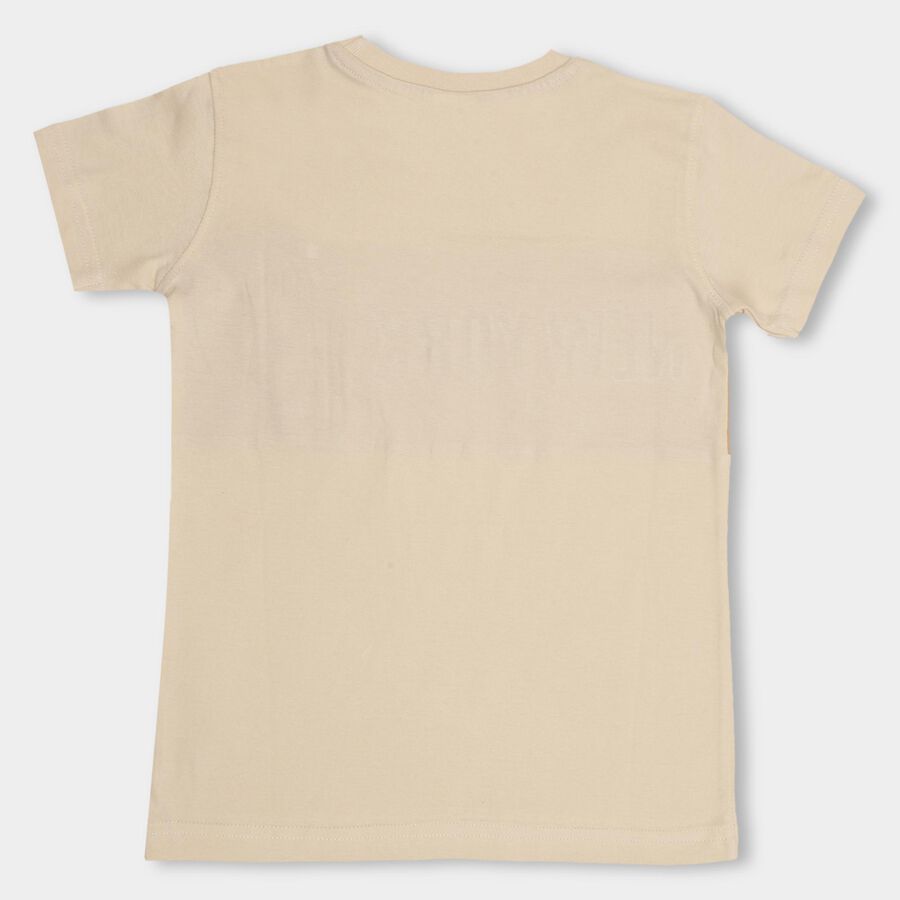 Boys' 100% Cotton Half Sleeves T-Shirt , Beige, large image number null