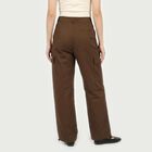 Women's Brown Straight Fit Cargo Trousers, भूरा, small