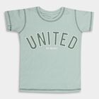 Boys Mint Green Cotton Crew Neck Graphic T-Shirt, एक्वा, small