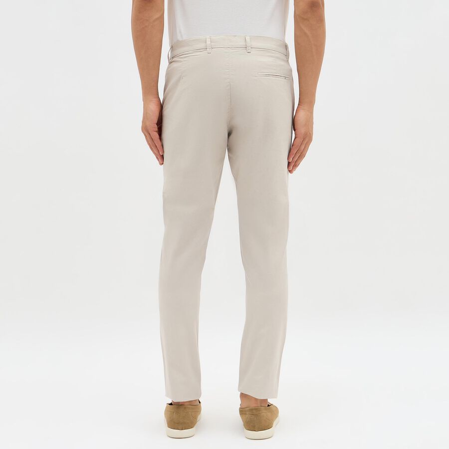 Men's 100% Cotton Slim Fit Casual Trousers, Silver, large image number null