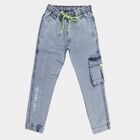 Boys Light Blue Jogger Fit Cargo Jeans, हल्का नीला, small image number null