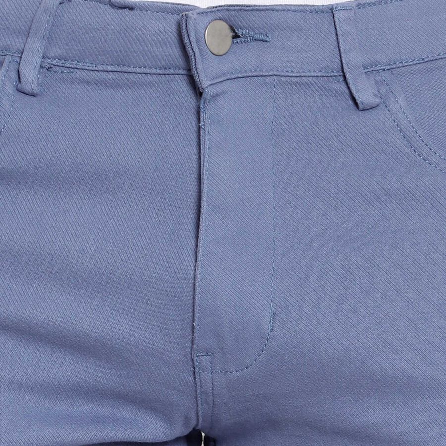 Solid 5 Pocket Casual Trousers, Mid Blue, large image number null