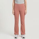 Women's Pink Flared Solid Track Pants, Pink, small
