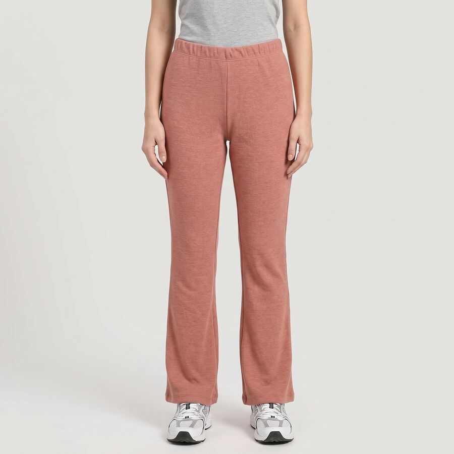 Women's Pink Flared Solid Track Pants, Pink, large
