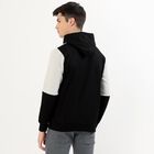 Men's Black and Grey Hooded Casual Sweatshirt, काला, small image number null