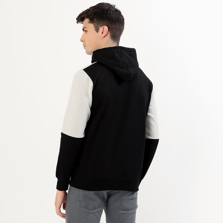 Men's Black and Grey Hooded Casual Sweatshirt, काला, large image number null