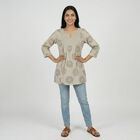Women's Beige Round Neck Solid Kurti, Beige, small
