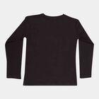 Girls Regular Round Neck Top, Black, small image number null