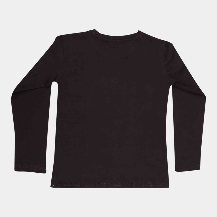 Girls Regular Round Neck Top, Black, large image number null