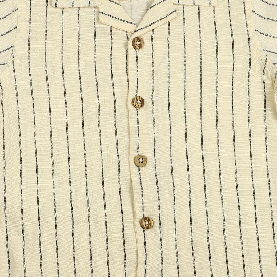 Infants Cream Cotton Half Sleeve Camp Collar Casual Shirt, Off White, large