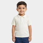 Boys Off-White Polo Neck Casual T-Shirt, Off White, small
