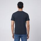 Men's Navy Blue Round Neck Casual T-Shirt, Navy Blue, small