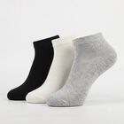 Men's Ankle Length Pack of 3 Socks ( Grey, White, Black ), Black, small