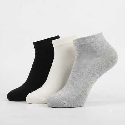 Men's Ankle Length Pack of 3 Socks ( Grey, White, Black )