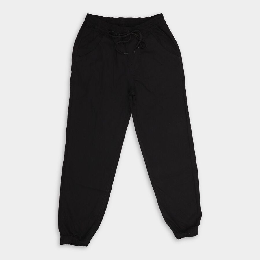 Boy's 100% Cotton Trousers , काला, large image number null