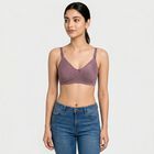 Women's Purple Cotton Blend V Neck Bralette Bra, बैंगनी, small