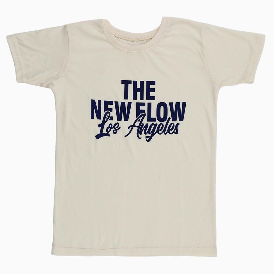 Boys' Half Sleeves T-Shirt, Off White, large image number null