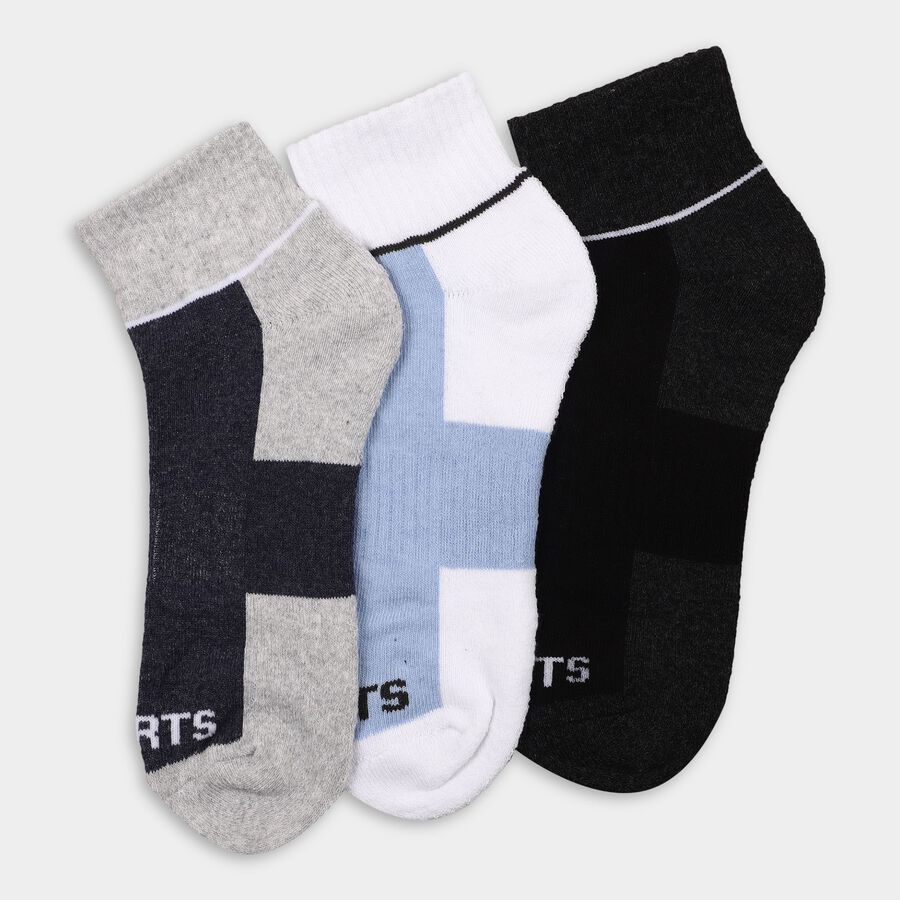 Men's Socks (Pack of 3), चारकोल, large